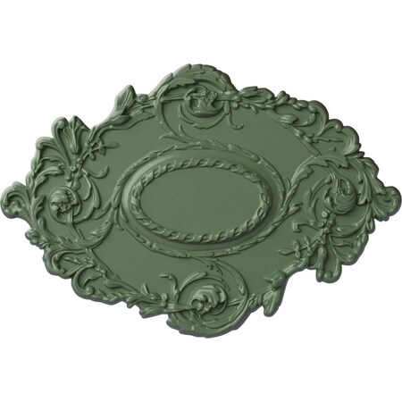 Kinsley Flowing Leaf Ceiling Medallion, Hand-Painted Athenian Green, 30 3/8"W x 20 3/4"H x 1"P